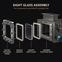 Vitre d'observation latérale en quartz pour conduit industriel, surveillance de la flamme des brûleurs à gaz, port d'inspection en acier inoxydable