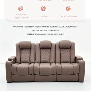 أريكة استرخاء كهربائية معاصرة من الجلد الطبيعي مع ميزات انزلاقية وصديقة للبيئة لغرفة الوسائط المنزلية ومقاعد المسرح - Product Image 1