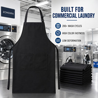 Tablier de travail noir en polyester filé 240 GSM avec 2 poches, tour de cou réglable, pour usage industriel, lavable, pour restaurant, hôtel, usine, OEM, réutilisable, vente en gros