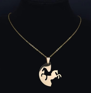 Kalung liontin baja tahan karat kuda 2PCS, kalung pasangan hewan wanita/pria, hadiah perhiasan persahabatan <span class=keywords><strong>BFF</strong></span> - Product Image 3