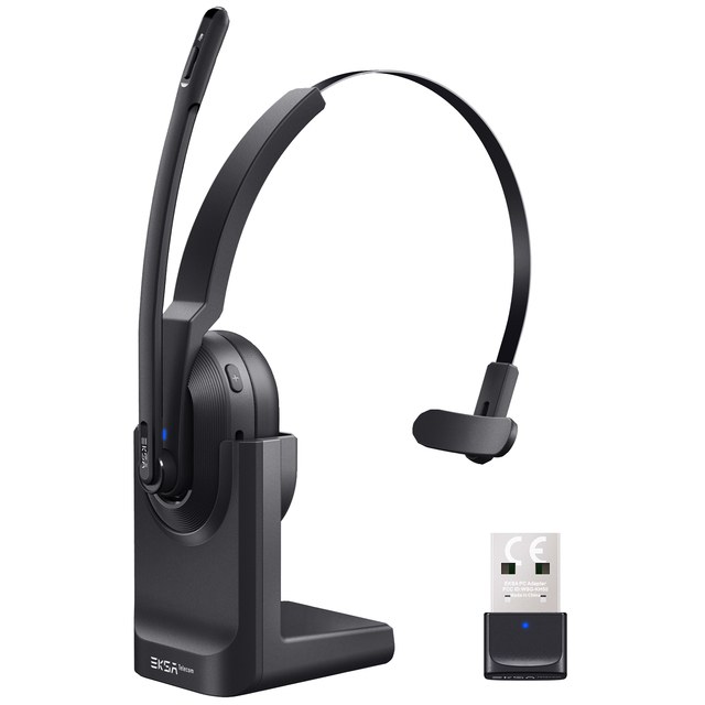 EKSA Wireless Headset H5 with Charging Base and ENC Mic and QCC Chip for Office and with 400mah for 50hours Playing Time