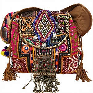 Handmade Indian Bohemian Vintage Traditional Women Shopping Banjara <b>Bag</b> Cotton Zipper Hasp Closure Single Strap Fashion Look - Product Image 1