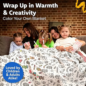 Couverture à colorier pour enfants XMW DIY Ocean Animal, couverture en polaire lavable à personnaliser avec des marqueurs textiles, cadeau artistique éducatif - Product Image 6