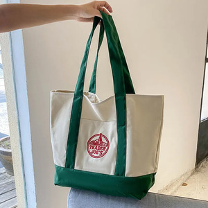 100% thân thiện với môi trường & tái sử dụng thương nhân joes lớn <span class=keywords><strong>Tote</strong></span> mua sắm túi tùy chỉnh trống bông vải thêu túi hàng tạp hóa | Màu Xanh hải quân - Product Image 6