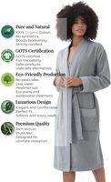 Peignoir à capuche en coton turc biologique certifié GOTS pour femmes, qualité spa, lavable en machine