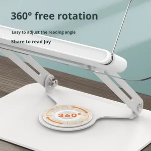 Soporte de Lectura para Tablet y Computadora de Escritorio, Giratorio 360 Grados, Altura Ajustable, Transparente, de Plástico - Product Image 4