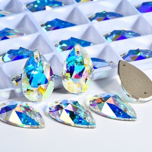 OLeeya Premium 5A Strass à coudre en verre, formes Yeux de cheval et Navette à dos plat, pour accessoires vestimentaires - Product Image 2