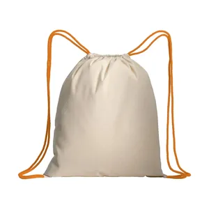 Sac à dos en coton avec cordon de serrage, contrasté, merchandising personnalisé - Product Image 3