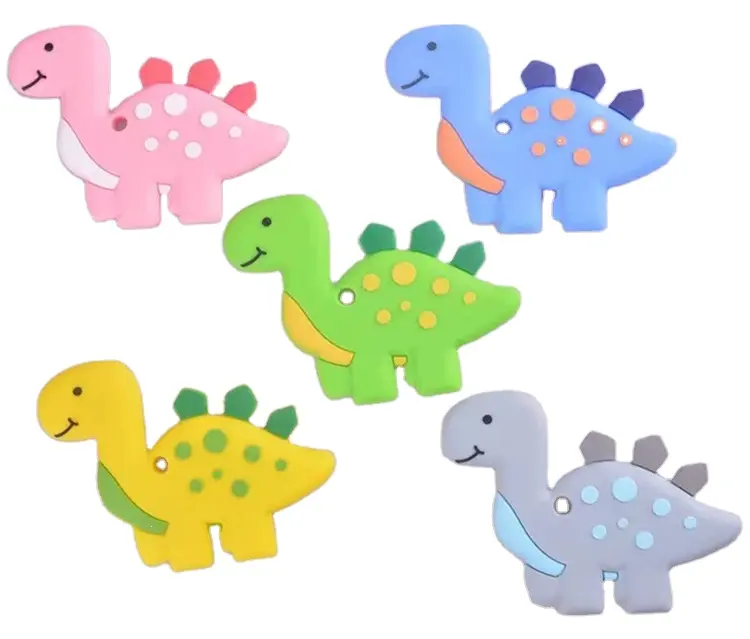Whole Sale Animal Shape Food Grade Non-toxic Silicone Dinosaur Teething Teether Chew Toy