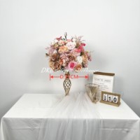 DKB Centre de table Boule de fleurs rose grande taille 60cm 70cm 80cm Boule de fleurs rose vif Topiaire Boule de fleurs géante en soie Rose pour mariage