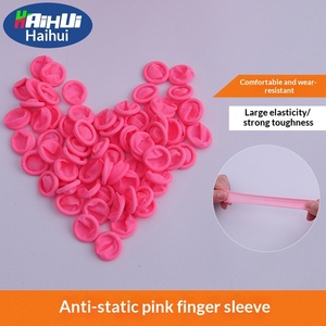 Doigtiers en latex jetables antistatiques, sans poussière, à manchette élastique épaissie, roses, de protection, vente en gros fabricant - Product Image 2