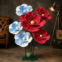Grandes fleurs en tissu élégantes et personnalisables, géantes avec base, adaptées à la décoration de mariage, à la mise en scène de fonds et aux présentoirs de vitrine