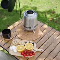 Poêle à granulés sans fumée, portable, rond, en acier inoxydable, pour chauffage extérieur, barbecue, camping, foyer de table