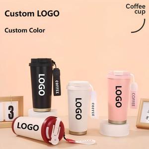Bouteille d'eau personnalisée de 500 ml, gobelet isotherme en acier inoxydable, tasse écologique pour filles avec couvercle rabattable - Product Image 1