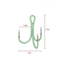 Jianuo 50 pièces/lot Hameçons triples lumineux à trois pointes, hameçons de pêche en acier à haute teneur en carbone avec ligne barbelée, accessoires d'appât 62g