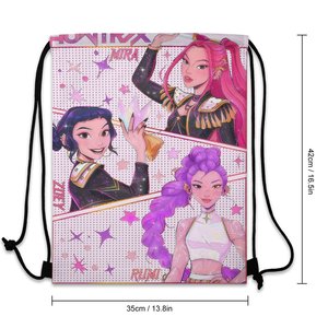 Sac à cordon personnalisé avec motif de dessin animé Kpop Demon Hunters, unisexe, pliable, portable, en coton, sac à dos à cordon, sacs fourre-tout - Product Image 5