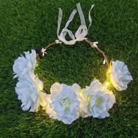 2024 nouvelle Rose pivoine fleur LED bandeau fleurs belle couronne lumineuse pour fête événement mariage