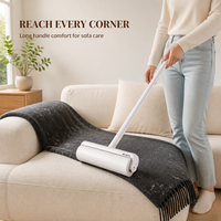 Rouleau anti-poussière pliable extra large de 24 cm avec poignée longue et papier adhésif détachable pour l'élimination des poils sur les sols et le nettoyage domestique