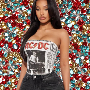 2025 New Fashion <strong>Strapless</strong> Women's <strong>Top</strong> Wholesale Sleeveless Corset <strong>with</strong> Rhinestones Letter Prints Stylish Short <strong>Top</strong> - Product Image 2