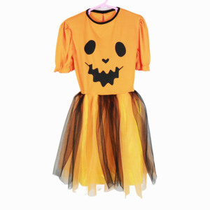 Vestido tutú <span class=keywords><strong>de</strong></span> calabaza <span class=keywords><strong>de</strong></span> Halloween para niños, top naranja con estampado <span class=keywords><strong>de</strong></span> calabaza y falda <span class=keywords><strong>de</strong></span> tul negra - Product Image 1