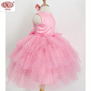 Vente en gros 100% coton Adorable robe de réveillon de Noël pour bébé col en O robe superposée à pois silhouette au genou - Product Image 4