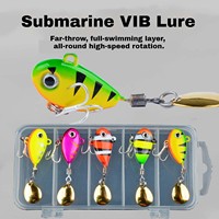 Leurre de Pêche Spin Tail VIB 14g-32g Appât Vibrant Coulant en Métal avec Lame Rotative 360° et Hameçon Triple pour Pêche du Bar