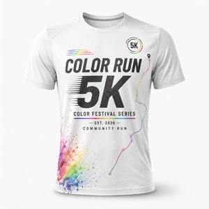 เสื้อวิ่งสีสันสดใส 5K แบบกำหนดเอง สำหรับการแข่งขันเพื่อการกุศล กิจกรรมวิ่งสนุก เสื้อผ้ากีฬาเพื่อชุมชน - Product Image 2