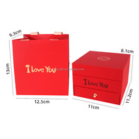 Love 9 Zeepbloemen Sieradendoosje voor Moederdag Valentijnsdag Cadeau Kunstmatige Rozenbloem Flip-top Waterdicht Draagbaar