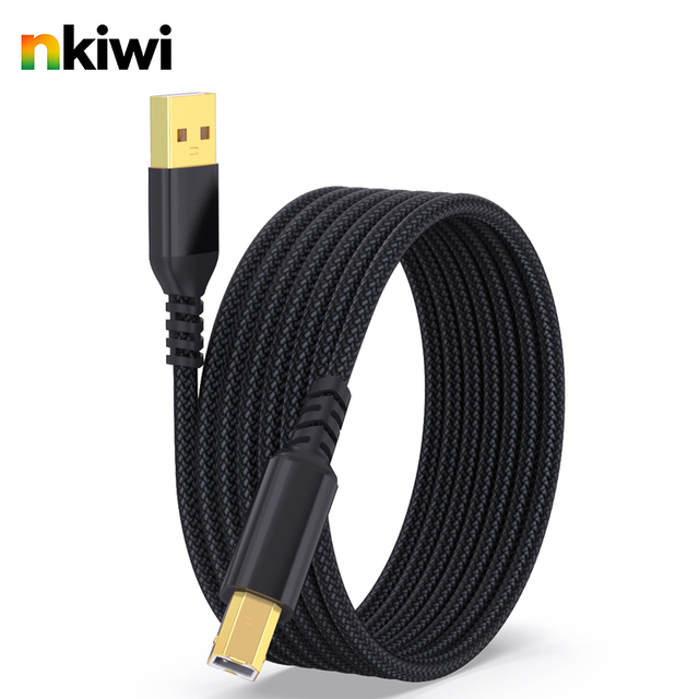 NKIWI Durable USB-A to USB-B Printer Cable USB2.0 480Mbps High-Speed Nylon Braided Data Cord for Scanner