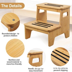Taburete de cocina multifuncional de dos niveles para educación temprana transfronteriza, con lavabo para bebé, de madera maciza, con peldaños altos y bajos. - Product Image 4