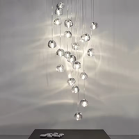 Lampe à chaîne de perles de cristal en spirale de pluie pour hall d'hôtel, lustre multiple, luminaire suspendu moderne pour escalier