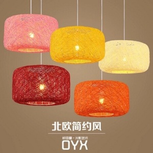 Lámpara de Techo Redonda de Ratán Tejido con Bolas de Cáñamo, Estilo Americano Creativo, con Luz LED de una Sola Cabeza, para Sala de Estar, Dormitorio, Comedor, Estudio - Product Image 2