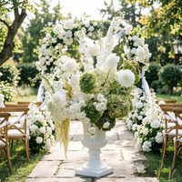 Boule de fleurs artificielle de luxe en soie, de haute qualité et durable, arrangement en cascade blanc et vert pour centres de table de mariage