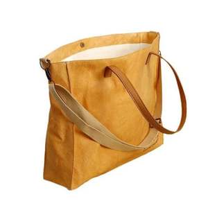 Bolsas de papel Kraft lavadas elegantes con logotipo personalizado Baoren, bolsa de mano Tyvek de papel DuPont impermeable, bolsa de mensajero tipo cubo - Product Image 2