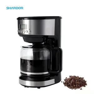 SHARDOR可编程咖啡机，带玻璃水瓶可重复使用过滤器家庭办公室专业其他数字咖啡机