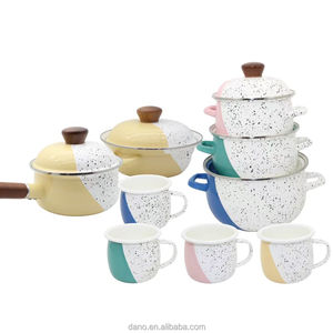 Ensemble de casseroles à éclaboussures d'émail Marmite avec couvercle Tasse durable Batterie de cuisine - Product Image 1