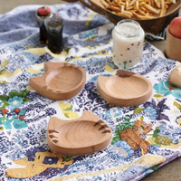 Petite assiette en bois en forme de chat mignon, faite à la main en bois de hêtre, mini assiette à sauce, plateau à bijoux, pour la décoration de la maison, de la cuisine et de la table