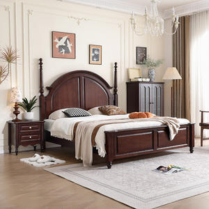 <span class=keywords><strong>Lit</strong></span> <span class=keywords><strong>double</strong></span> en bois de noyer massif de style américain 1,8 m <span class=keywords><strong>Lit</strong></span> de rangement haut rétro noir pour la chambre principale ou les petits appartements - Product Image 3