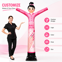 Danseur gonflable rose pour salon de manucure, motif dessin animé, avec impression ongles et cils, pour attirer les clients des instituts de beauté