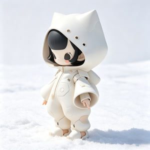 Statua in Resina da Collezione Ragazza con Cappuccio a Orecchie di <span class=keywords><strong>Gatto</strong></span>, Modello Decorativo Kawaii per Adulti, Confezionata - Product Image 5