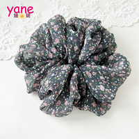 Scrunchie Rambut Besar Motif Bunga Gaya Hutan untuk Wanita, Aksesoris Rambut Mewah Bahan Chiffon Musim Semi/Panas 2026 Terbaru