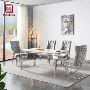 Thép Không Gỉ Bạc Bảng Charis Bộ Đồ Nội Thất Phòng Ăn Bàn Ăn Bộ 6 Ghế - Product Image 3