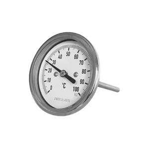 100mm Dial Termometros Digital Contenedores Hot Water Bimetal Thermometer With Brass Pocket