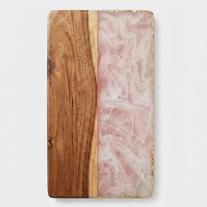 Planche à découper en bambou, aspect marbre, rectangulaire, passe au lave-vaisselle, plateau de service, planche de cuisine personnalisée, manche à couteau en bois - Product Image 1