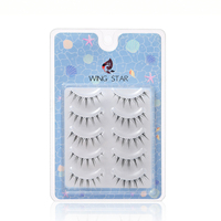 WINGSTAR Faux cils vegan en bande transparente série bleue, cheveux synthétiques faits à la main WSCB-003