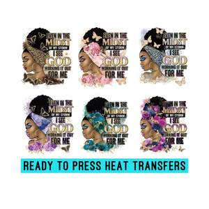 Vinyles de transfert de chaleur scintillants prêts à presser même au milieu de ma tempête Autocollant de transfert de chaleur foi pour femmes noires - Product Image 6