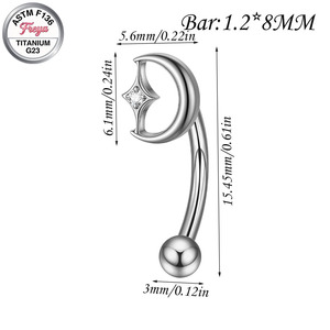 Piercing de Ceja de Titanio Curvo, Pequeño Anillo para Ceja, Joyería Labret para Labio, Piercing Pequeño para Ombligo, para Mujeres y Hombres, 16g - Product Image 5