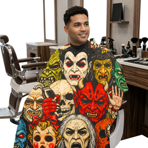 ผ้าคลุมตัดผมแบบกันน้ำ 16Bit Horror Masks PRO พร้อมสายรัดคอแบบยืดหยุ่น ปิดผนึกด้วยกระดุม ผ้าคลุมตัดผมสำหรับร้านทำผม ผ้าคลุมตัดผม 3 มิติ - Product Image 5
