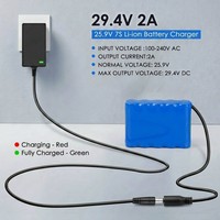 Pengisi Daya Baterai Lithium 29.4V 2A CC CV untuk Paket Baterai Li-ion 25.9V 7S Pengisi Daya Baterai Li-ion 29.4V 2A
