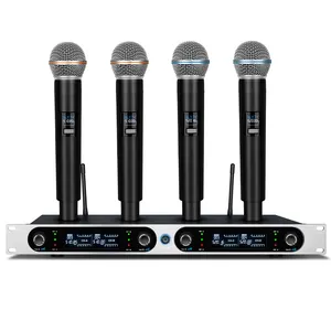 Trasmettitore portatile professionale D400 Studio microfono dinamico Wireless UHF a 4 canali con ricevitore